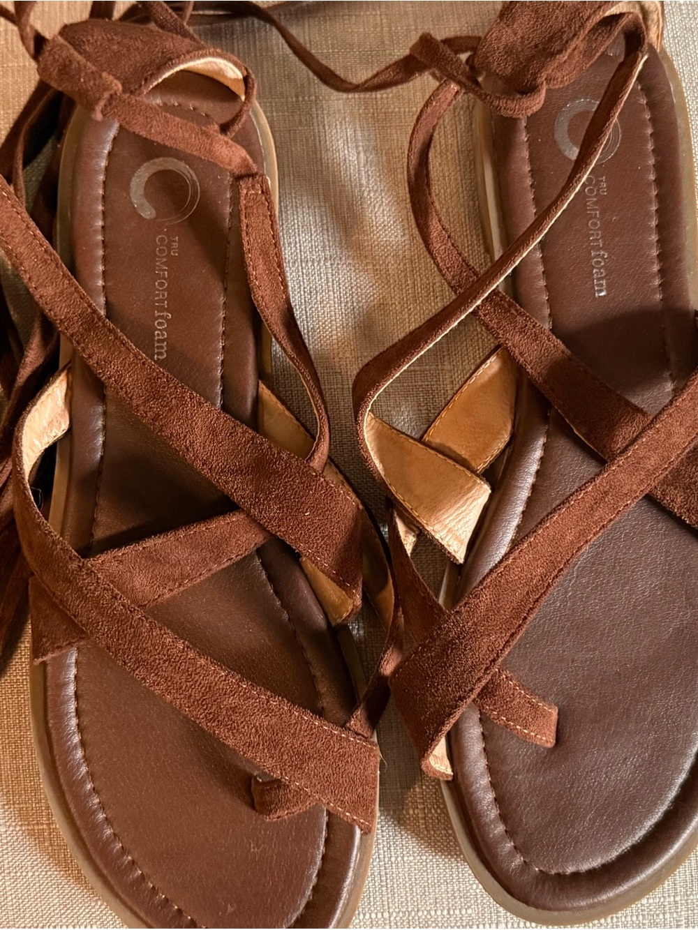 Women’s Brown Lace-Up Suede Sandals